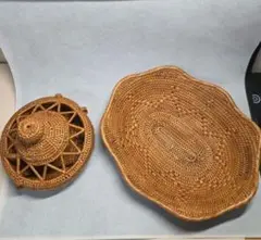 [輸入品]天然素材 編み込みバスケットセット