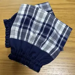 ブルーチェック 無地切替あり腕カバー