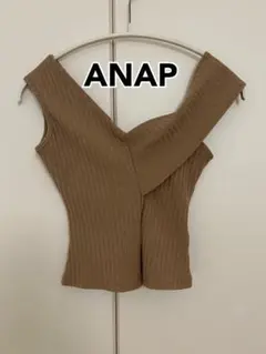 ANAP ブラウン ノースリーブ トップス Vネック