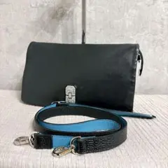 美品　ADMJ ショルダーバッグ　アールデコ　スワロフスキー　レザー　ブラック