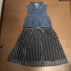 Navyノースリーブデニム切り替えワンピース♡サイズ150♡訳有ります。