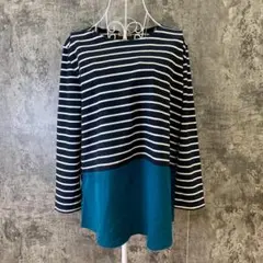 ✨3can4on✨サンカンシオン♡長袖シャツ♡チュニック♡ボーダー♡紺白(3)