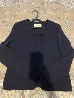 UNITED ARROWS ネイビーノーカラージャケット 34 クリーニング済み