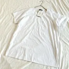 新品　アイリッシュリネン　Tシャツ　ホワイト　ポケット　シンプル　リネン混