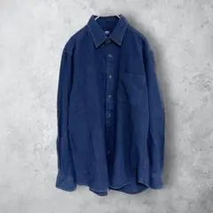 【UNIQLO ユニクロ】　メンズ　ネルシャツ　ネイビー　ポケット付き　無地