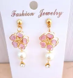 233# ピアス ハンドメイド フラワー レジン 桜 夏ピアス