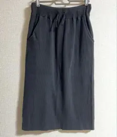 LOWRYS FARM ヘンケイワッフルカットスカート ブラック　Lサイズ