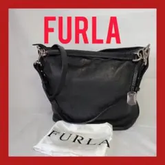 FURLA 黒 ショルダーバッグ　収納袋付き　大容量