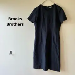 Brooks Brothers ダークブルー Vネック 半袖ワンピース　11号
