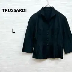 美品★TRUSSARDI トラサルディ 薄手ジャケット 絹混 ネイビー 肩パッド