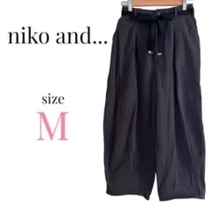 ニコアンド【M】ワイドパンツ バルーンツータックパンツ ブラック無地 カジュアル