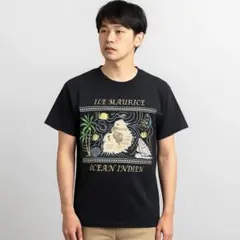 モーリシャス島ドードー鳥地図Tシャツ（Lサイズ）黒