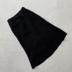 スカート 黒 ミモレ丈 日本製 トリアセテート混 Sサイズ シンプル