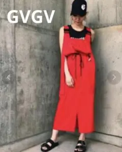 GVGV G.V.G.V. ジーヴィージーヴィー　サロペットスカート 赤