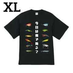 【新品】 Tシャツ XL 釣り アングラー ルアー 魚 ブラック