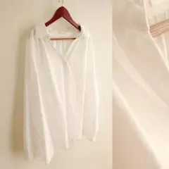 綿100% ノンアイロンで綺麗 ゆったり スキッパー シャツプルオーバー 白 夏