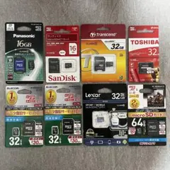 【ELECOM東芝他】microSDカード計8個セット*16~64GB*中古品