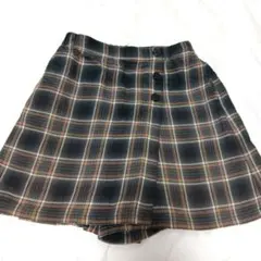 ユニクロ キュロットスカート 140 チェック ブラウン子供服 ポケット