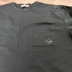 ダークグリーン Tシャツ メープルリーフ刺繍