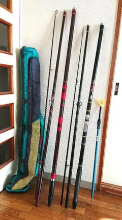 釣り道具 竿2本 竿受け1本 収納バッグ付き