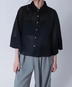 DRESSLAVE シャツソフトオーガンジー コットン ブラック