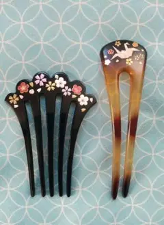 簪 ヘアコームとかんざし2点セット【こざくら.折鶴】