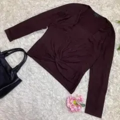 極美品　アンタイトル　薄手ニット　茶　二重構造　アンゴラ　カシミヤ　44 2XL