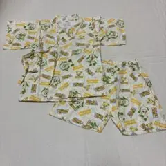 美品 わんわん いないばぁ 甚平 黄色 上下セット 95