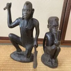 アフリカ 土産 置物 木彫り工芸品 2体セット