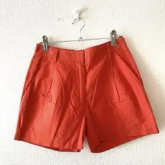 ☆【ジェニーケイン】ショートパンツ 綿麻混 フロントタック ポケット有 M相当