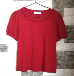 Jane Marple 赤 フリル付き半袖Tシャツ