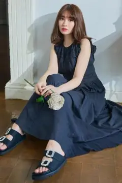 【新品】HLT Back Lace-Up Cotton Long Dress