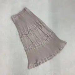 ANGELINA プリーツ ティアードスカートベージュL
