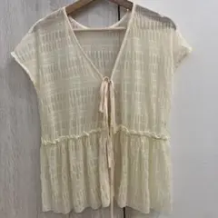 VIS 半袖カーディガン サイズF クリーム