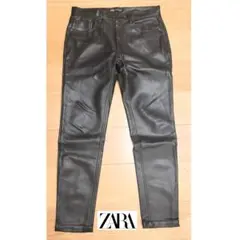 【ZARA】レザーパンツ　フェイクレザー　サイズ32 Ｌ