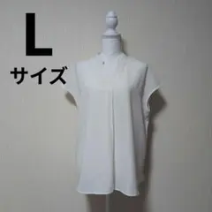 ジーユー　ドレープスキッパーシャツ(半袖)　レディース　ホワイト　Lサイズ