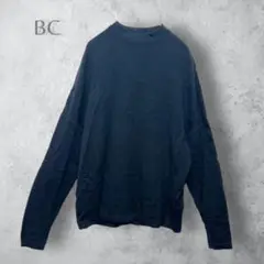 【BC】　ハイネックニットプルオーバー　ゆったり　ウール100% 無地　黒