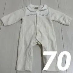 【極美品】petit main プティマイン【弱酸性】胸刺しゅうカバーオール