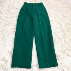 n601 美品✨綺麗めパンツ テーパード ウエストゴム 緑 カラーパンツ 上品