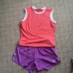 Nike DRI-FIT ピンクタンクトップと紫ショートパンツ　セット L