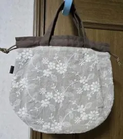 未使用ハンドメイドレース巾着バック
