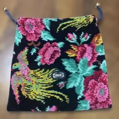 【未使用品】EILER 花柄刺繍 巾着袋