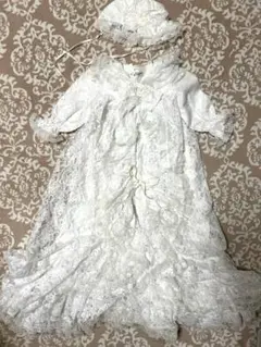 ホワイトレースドレスと帽子セット