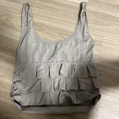 フリル　エコバッグ　ベージュ
