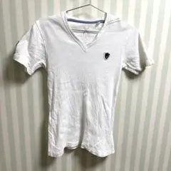 VIOLARUMORE ホワイト Vネック Tシャツ