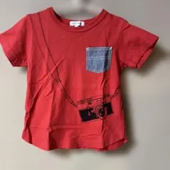 赤 Tシャツ 100 カメラプリント