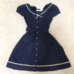 森ガール　フェアリーグランジ　水玉ウエストリボンワンピース　レース
