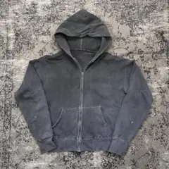 60's ジップパーカー　チャコール　墨黒　ビッグサイズ
