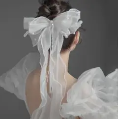 ホワイト シフォンリボン　結婚式　パーティ　フォトウエディング