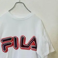【FILA】Tシャツ Mサイズ ホワイト ワッペン フィラ